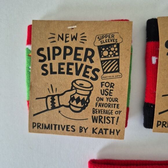 Primitives by Kathy Set of 3 Christmas Beverage Koozie Coffee Sipper Sleeves - Picture 3 of 5